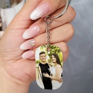 Personalized Photo Keychain, Double Sided Custom Love Quote Keyring, Relationship Couples Gift Love Message, Photograph Keychain