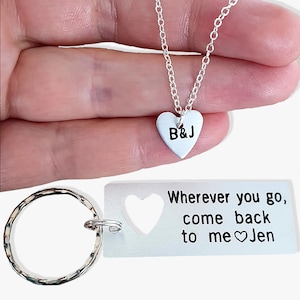 Couples Keychain and Necklace Set, Custom Engraved, Couples Gift, His and Hers, Boyfriend, Girlfriend, Personalized, Matching Lovers Gift