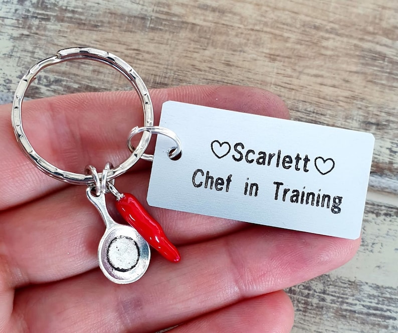 Personalized Chef in Training Keychain, Engraved Key Ring, Custom ...