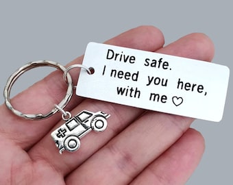 Personalized Drive Safe Keychain, Engraved EMT Crew Keyring, Paramedic Gift, EMT Vehicle, Ambulance Driver, Emergency Vehicle, Boyfriend