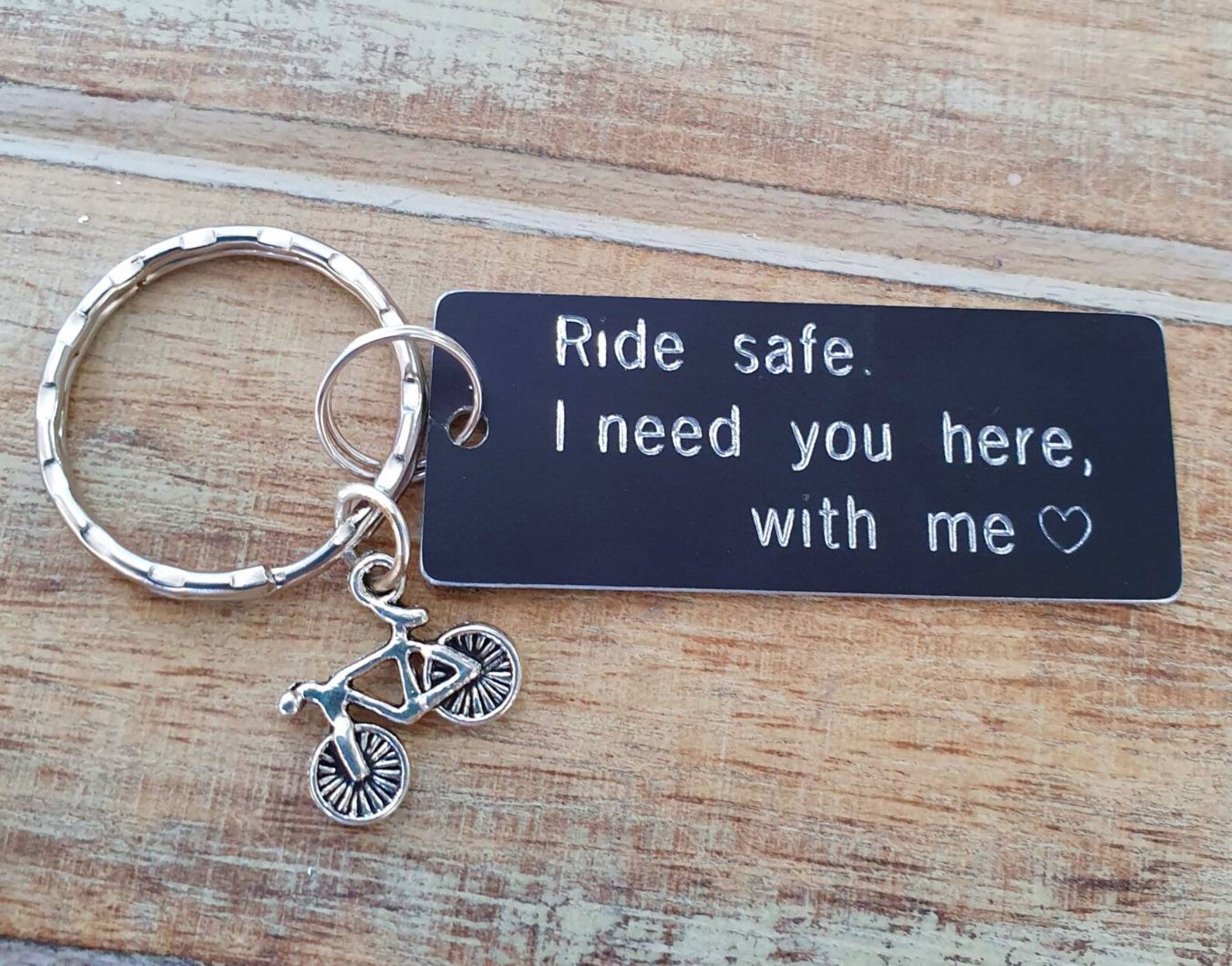 Ride Safe Keychain Personalized Bicycle Charm Motor Etsy