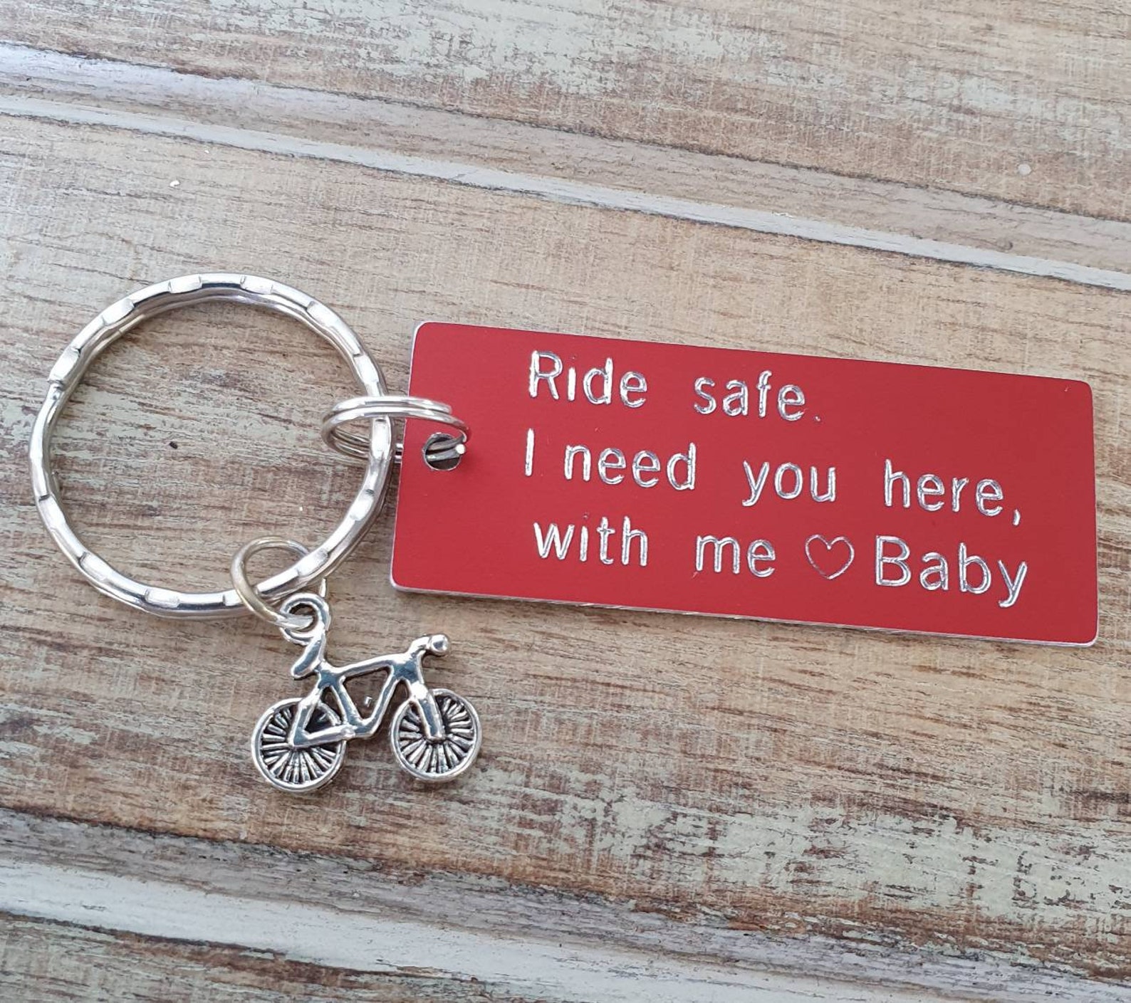Ride Safe Keychain Personalized Bicycle Charm Motor Etsy
