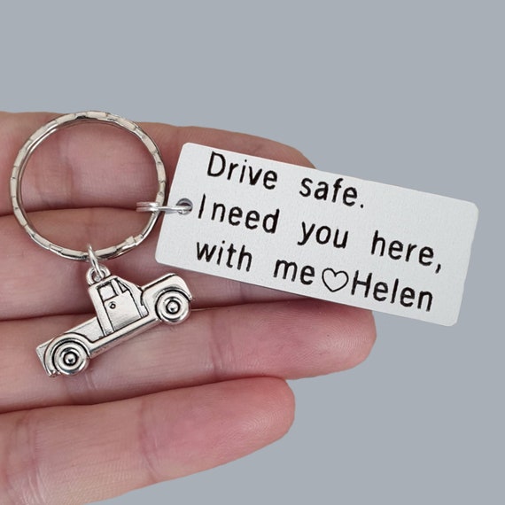 Llavero de metal personalizado para coche, llavero de fotos seguro para  conducir, regalo para novio, camionero, nuevo conductor