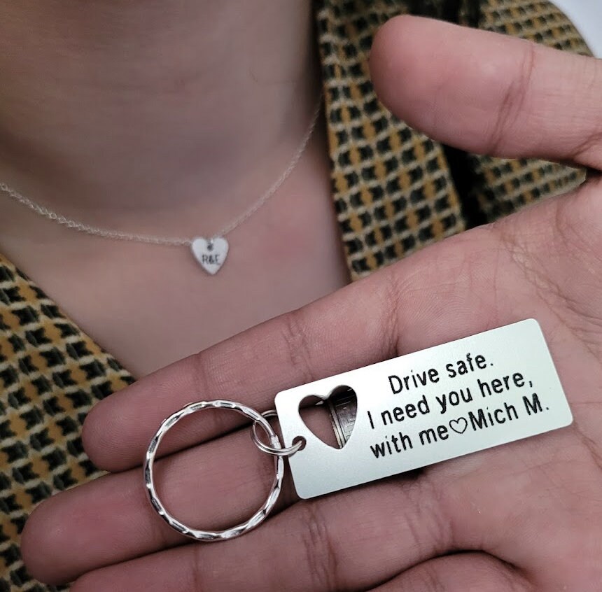 Personalized Keychain and Necklace Set Drive Safe Engraved - Etsy