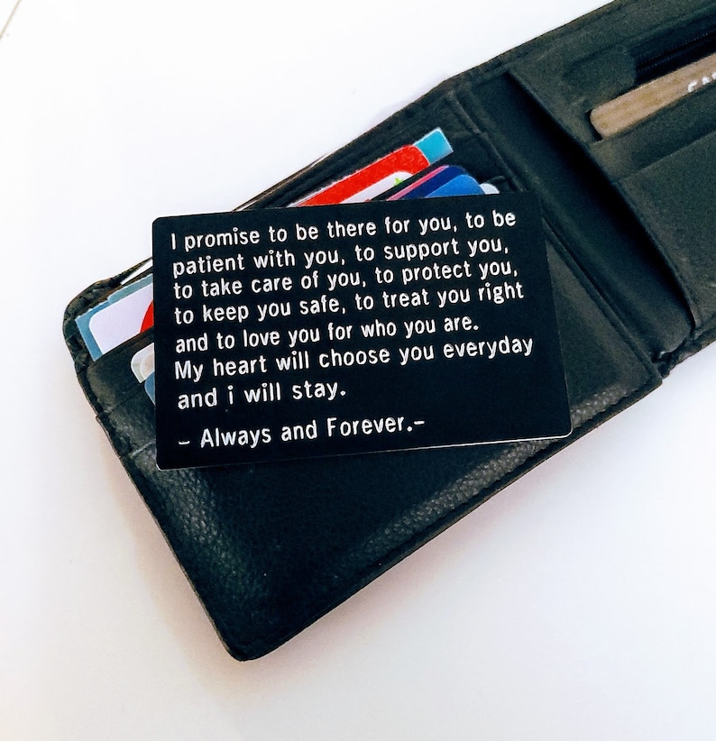 Wallet Card Message Personalized Engraved Black Wallet Card, Black Metal Wallet Insert With ...