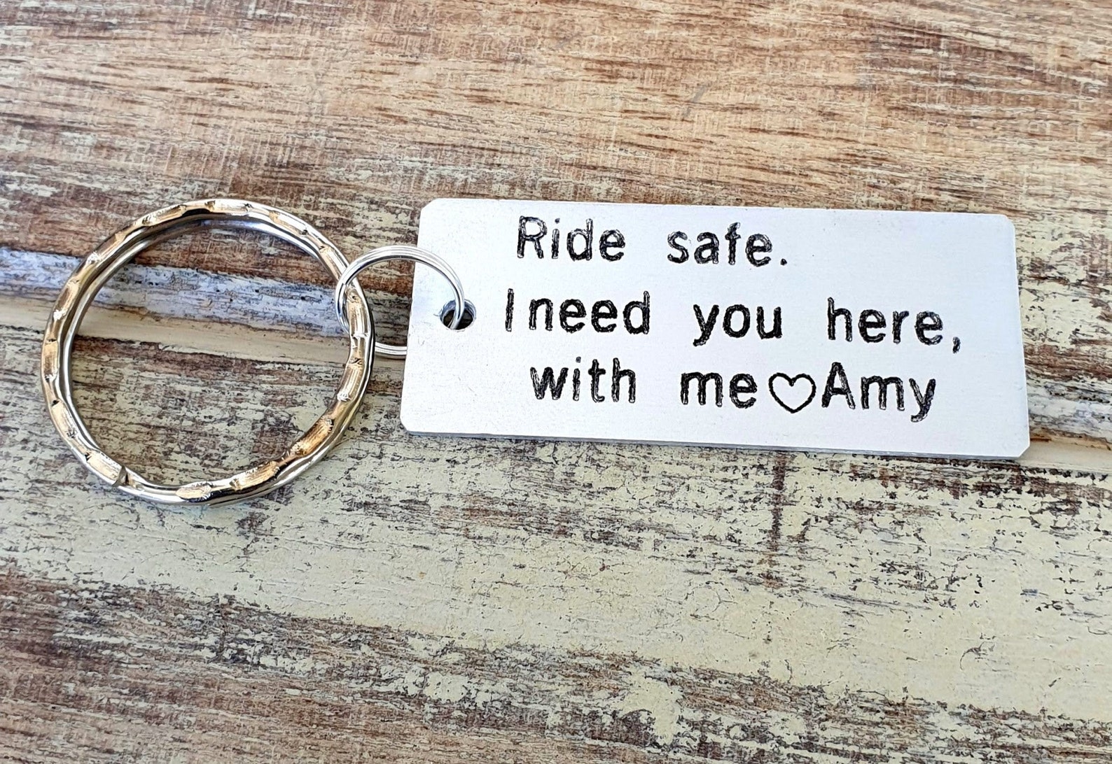 Ride Safe Keychain Personalized Anodized Aluminum Couples Etsy