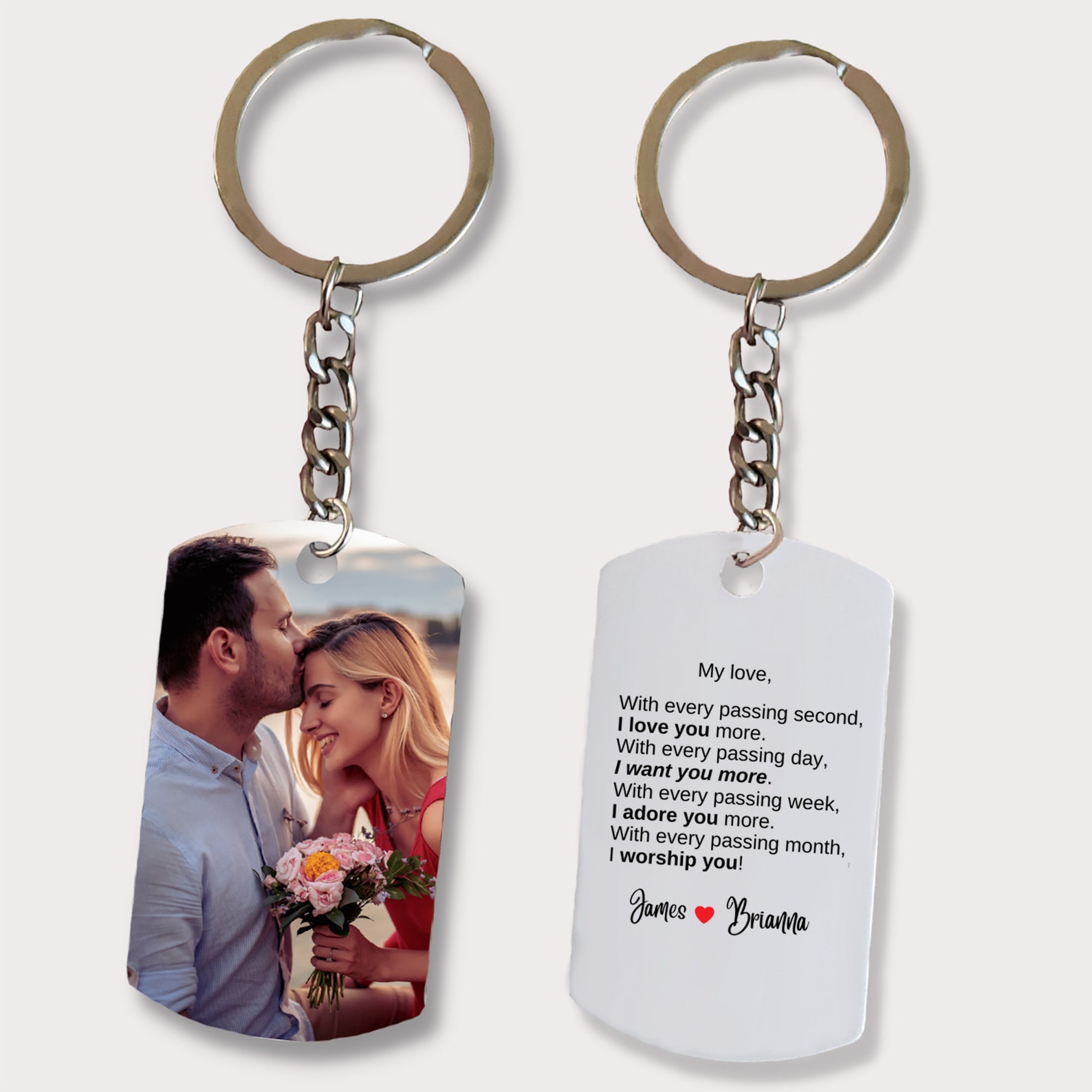 Photographing Keychains Custom Double-sided Photo Keychain With Love Quote, Personalized ...