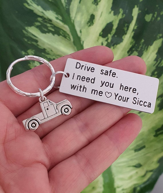 Drive Safe I Love You Engraved Keychain Pendant For Husband Boyfriend Gift d
