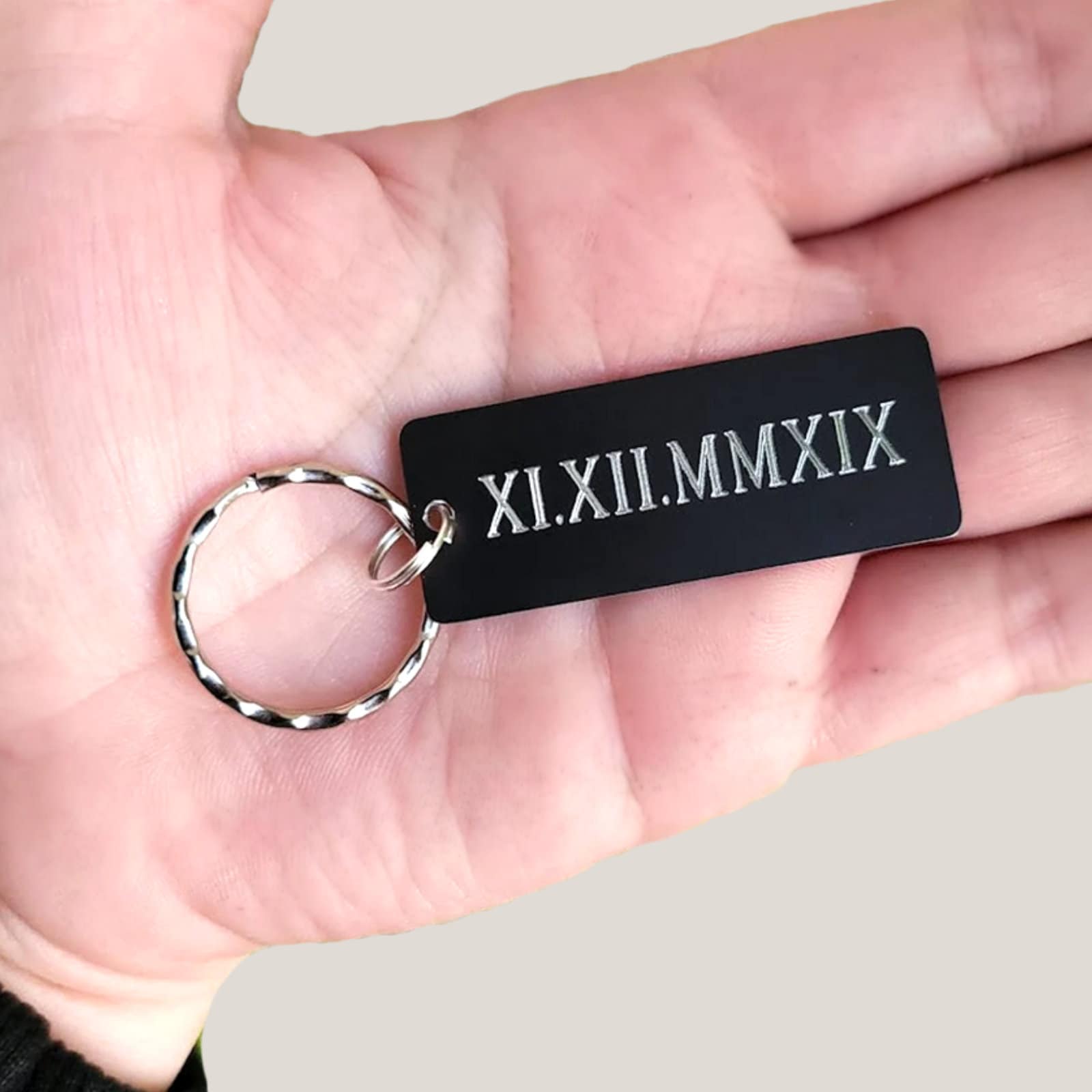 Roman Numerals Keychain, Personalized Couples Black Keyring With ...