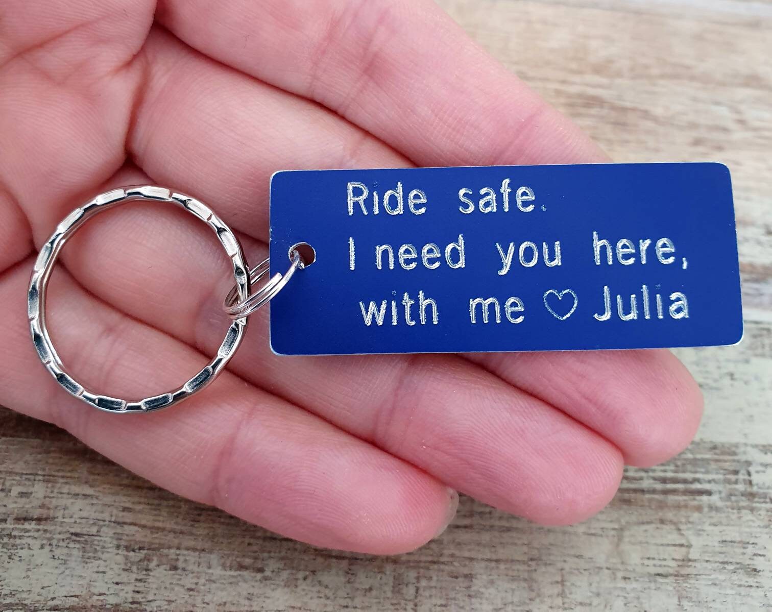 Ride Safe Keychain Personalized Anodized Aluminum Couples Etsy