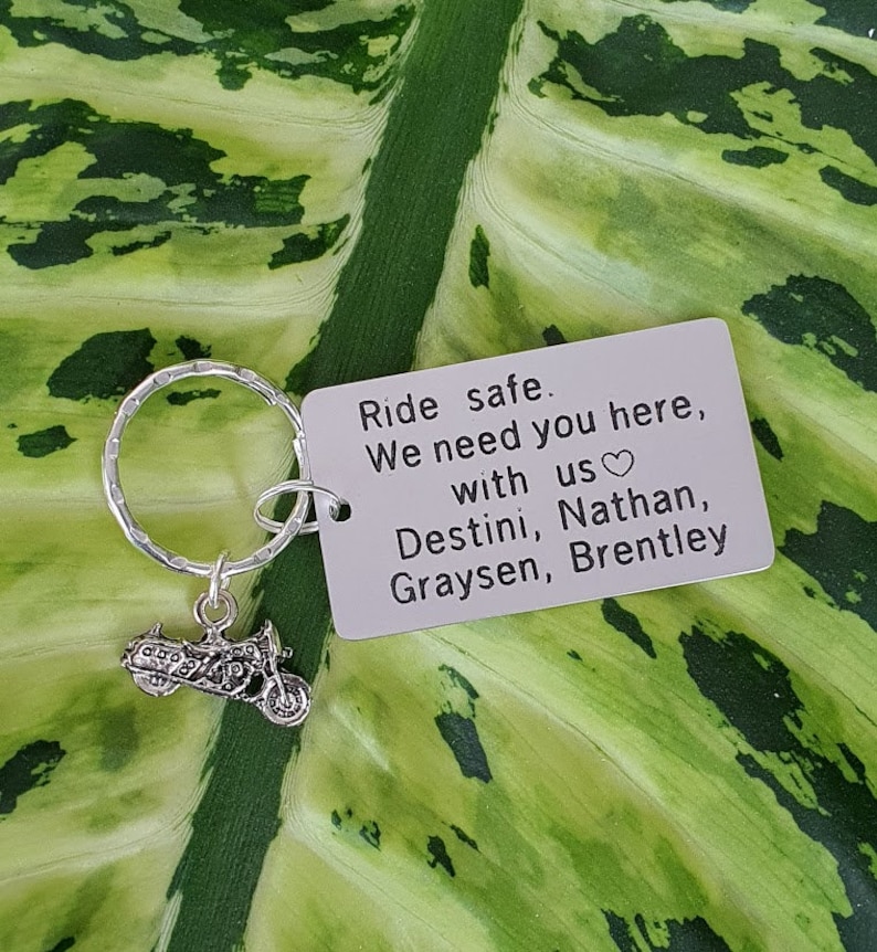 Personalized Ride Safe Keychain Engraved Key Ring With Etsy