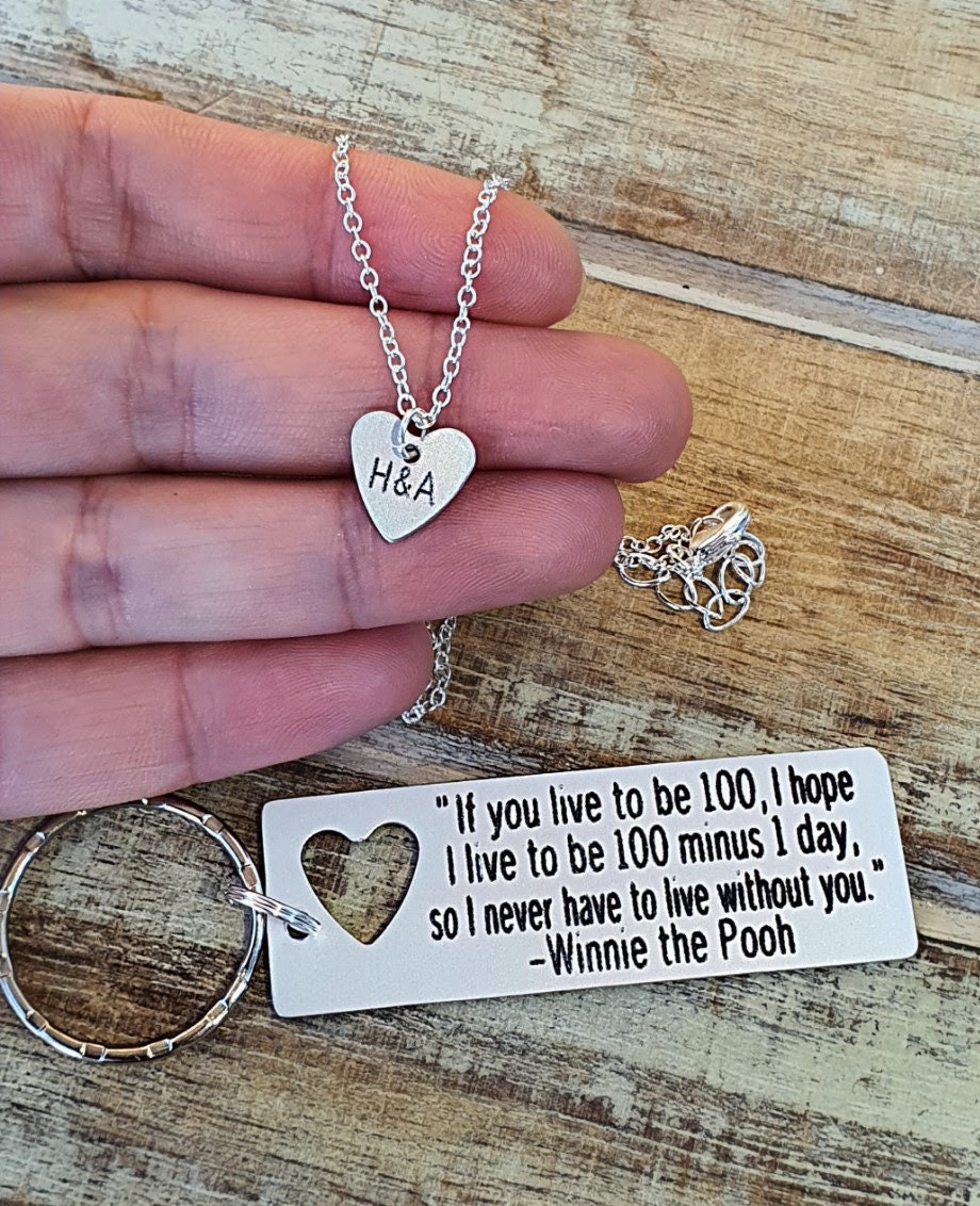 Personalized Keychain and Necklace Set If You Live to Be 100 Etsy