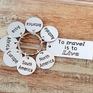 Personalized Travel Token Keychain, Engraved Traveller Collective Keyring, Collection of Countries Visited, Travel Lover Gift image 3