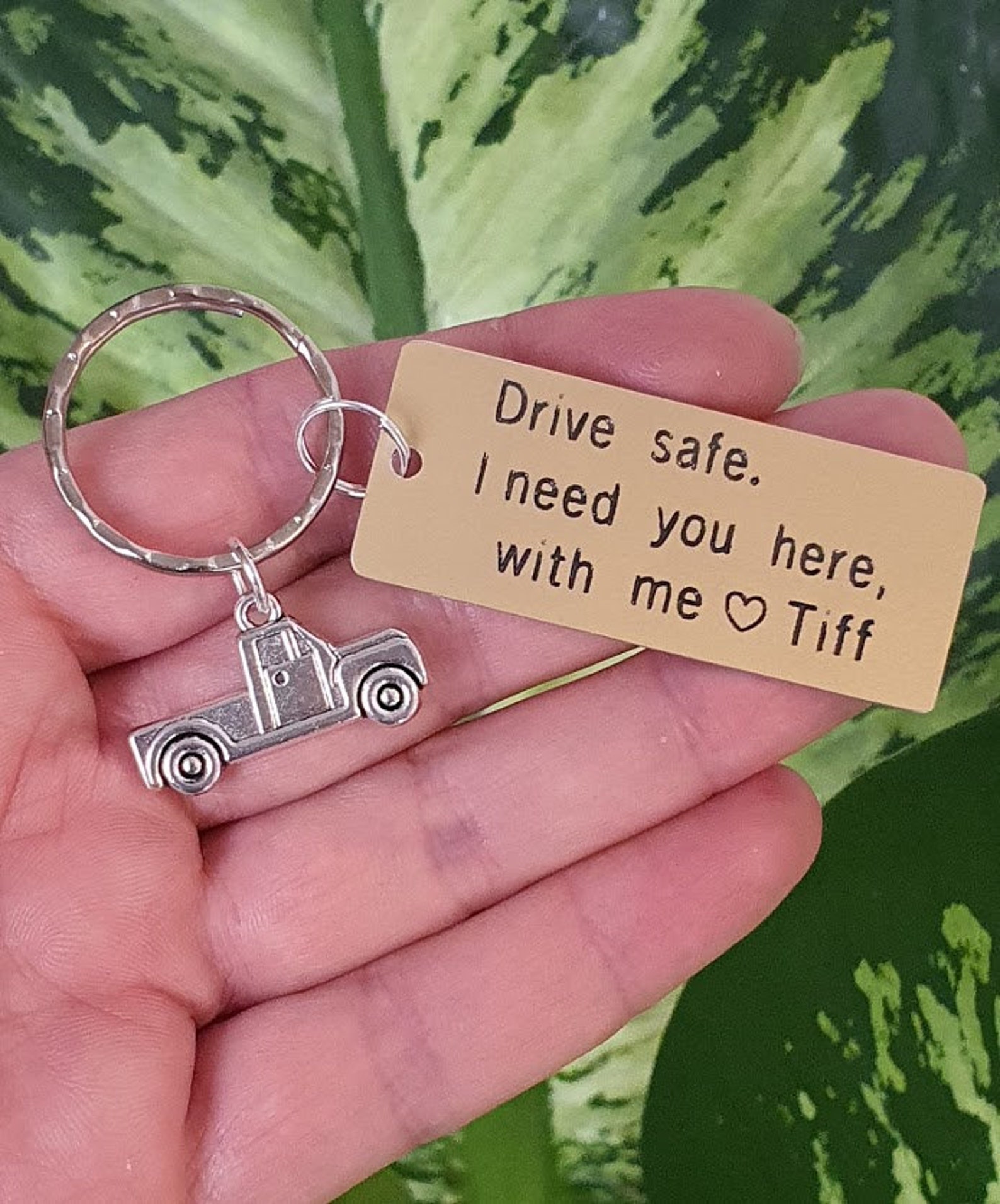 Drive Safe Keychain Personalized Keychain Truck Charm Etsy