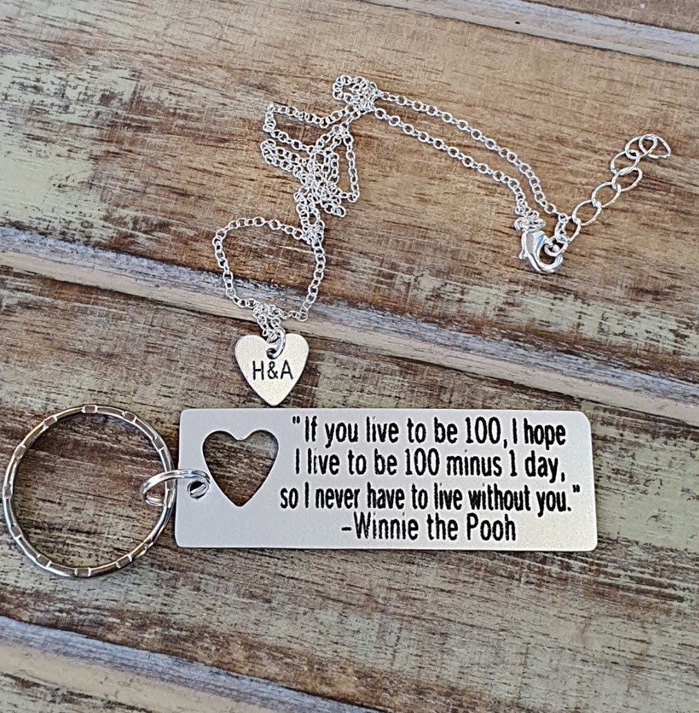 Personalized Keychain and Necklace Set If You Live to Be 100 Etsy