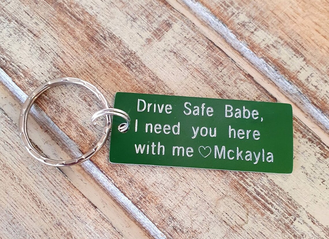 Drive Safe Keychain Personalized Keychain Anodized Aluminum Etsy