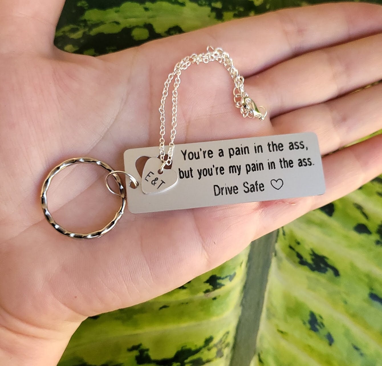 Personalized Keychain and Bracelet Set, You Are a Pain Funny Quote
