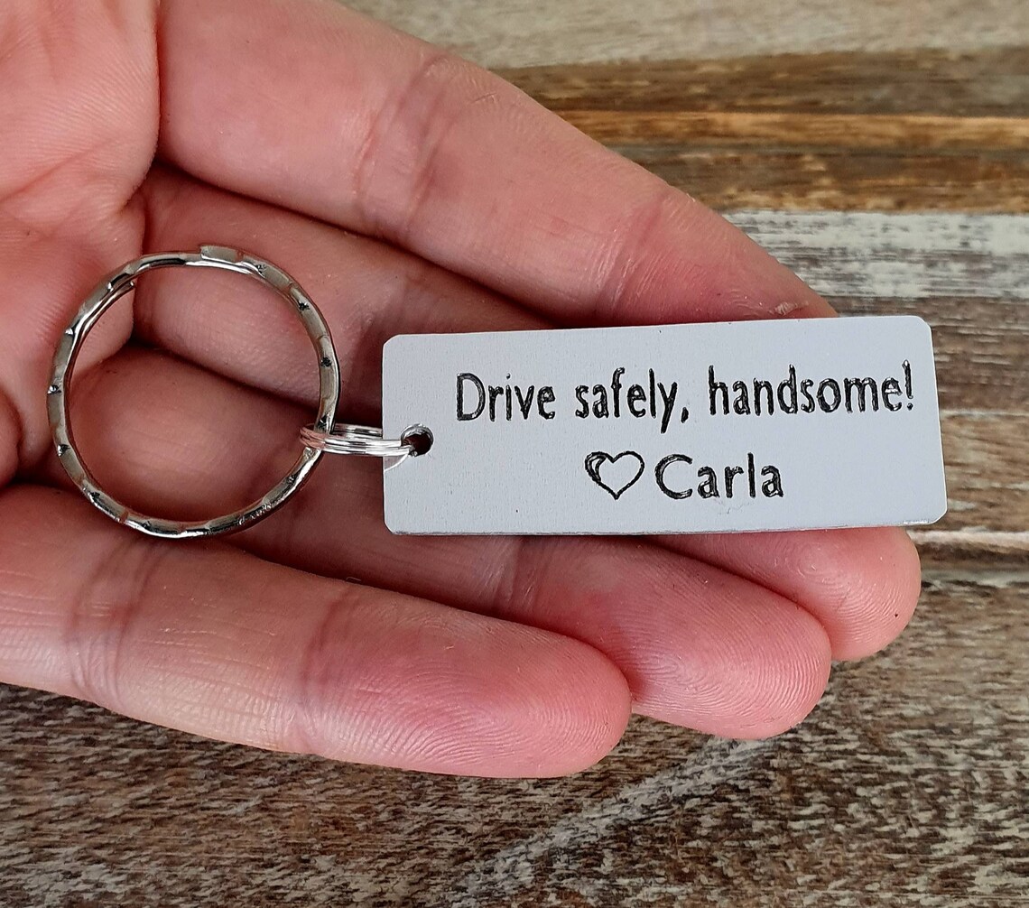 Drive Safely Keychain Personalized Drive Safe Custom Etsy