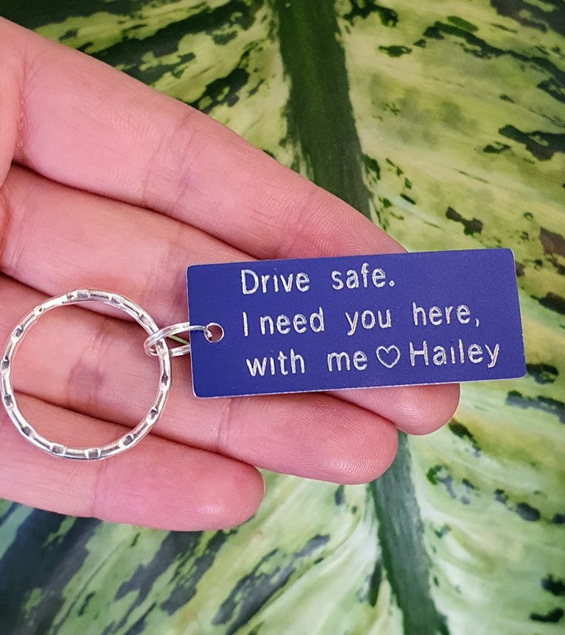 Personalized Drive Safe I need you here with me Keychain Etsy