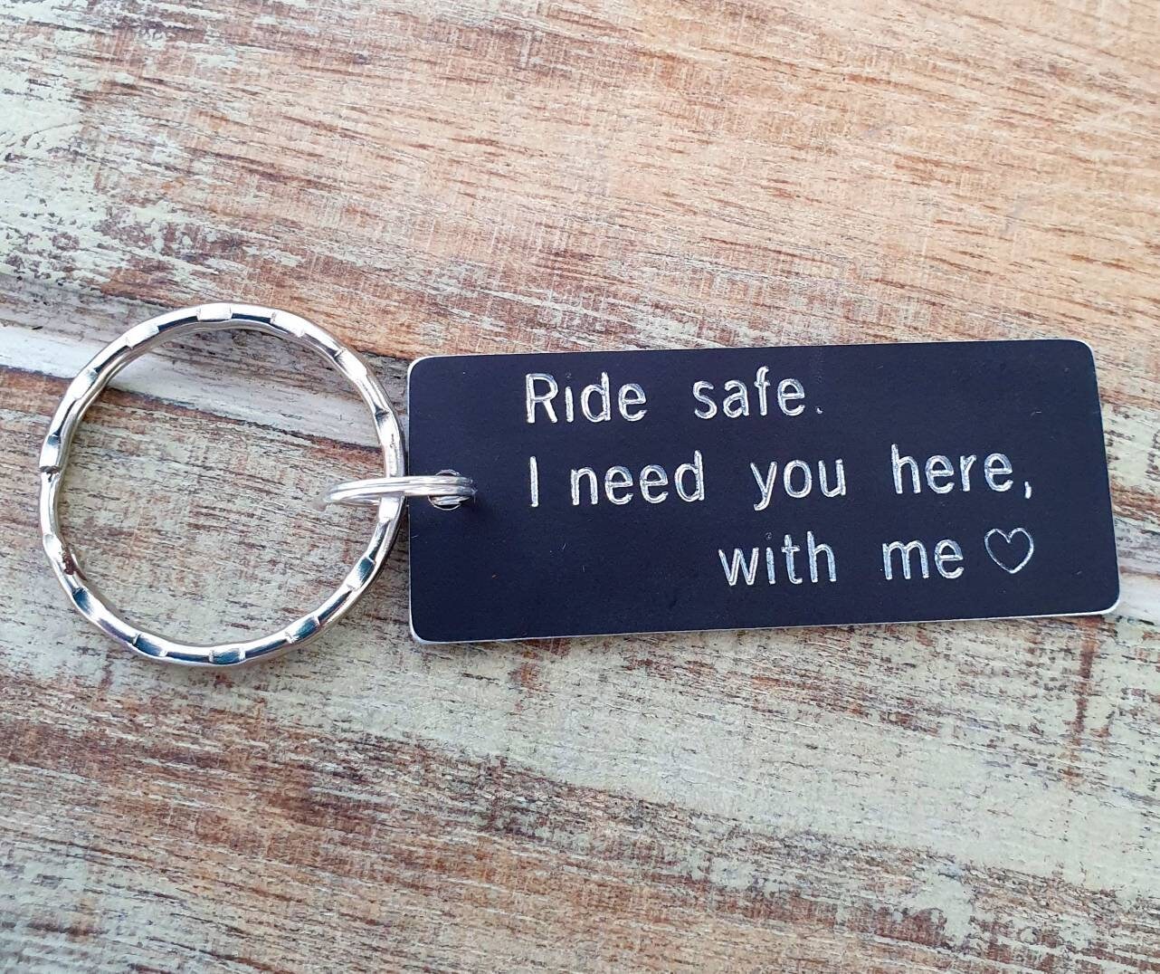 Ride Safe Keychain Personalized Anodized Aluminum Couples Etsy