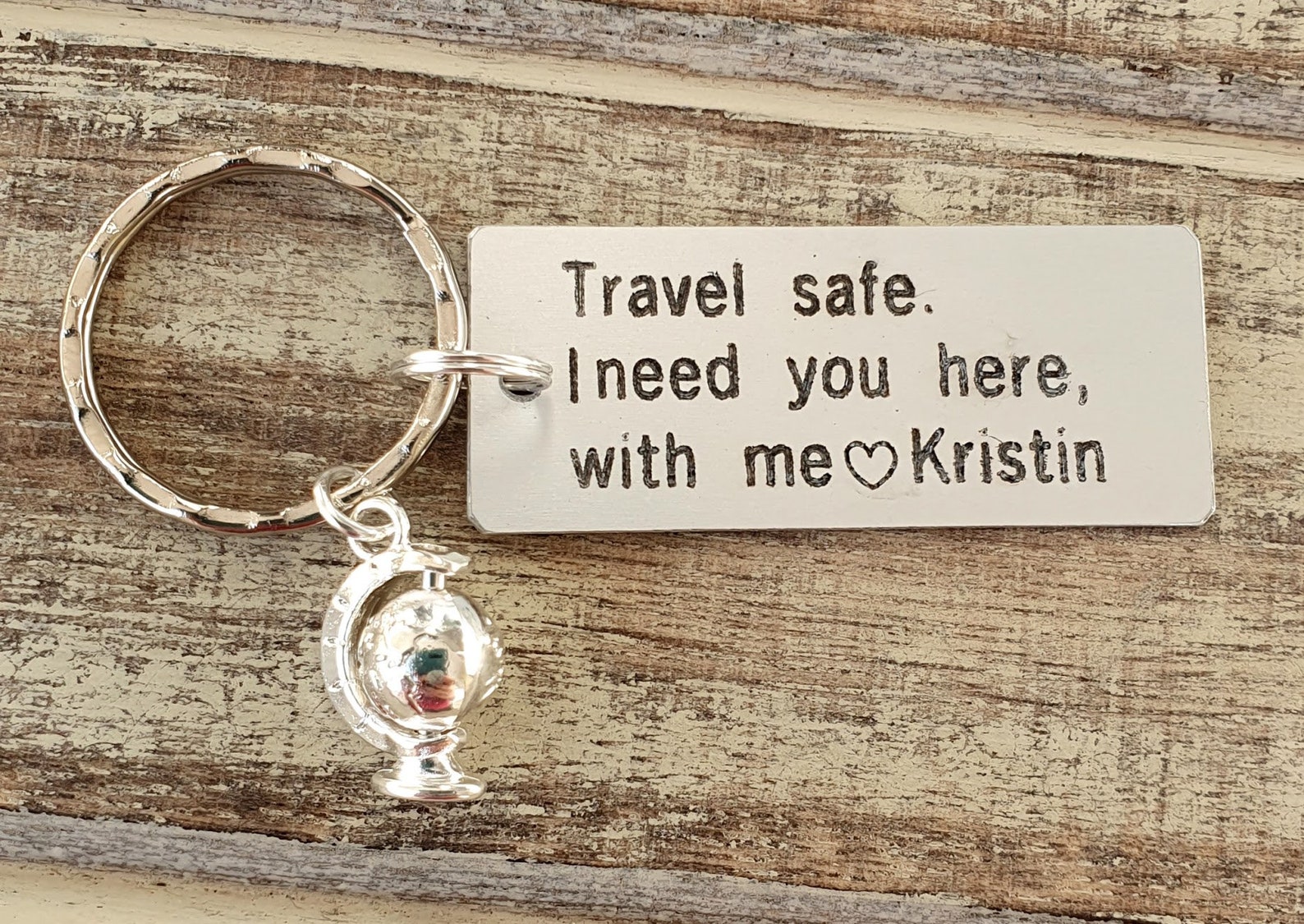 Personalized Travel Safe Keychain Engraved Traveling Custom Etsy