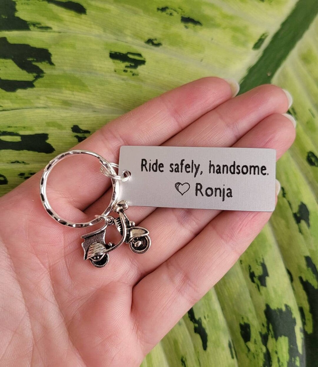 Ride Safely Keychain, Personalized, Scooter Charm, Couples Keychain ...
