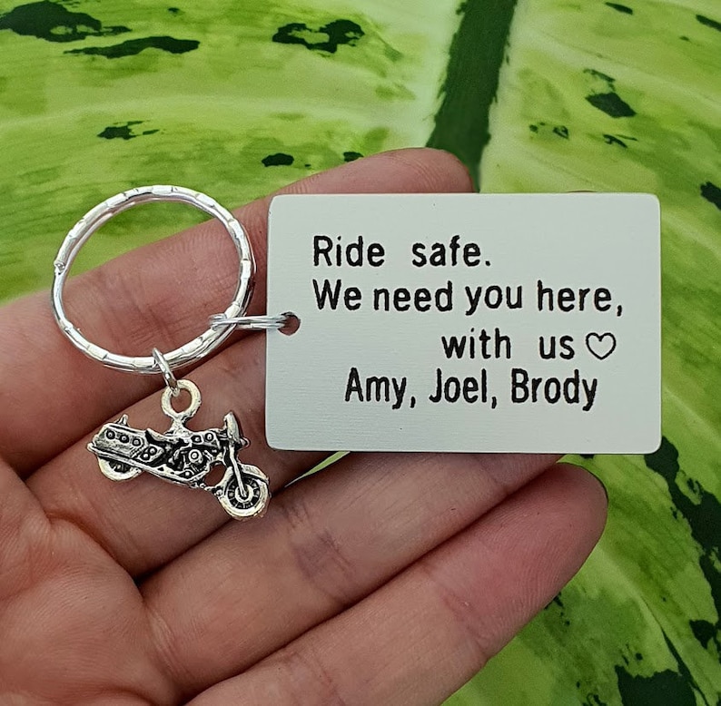 Personalized Ride Safe Keychain Engraved Key Ring With Etsy