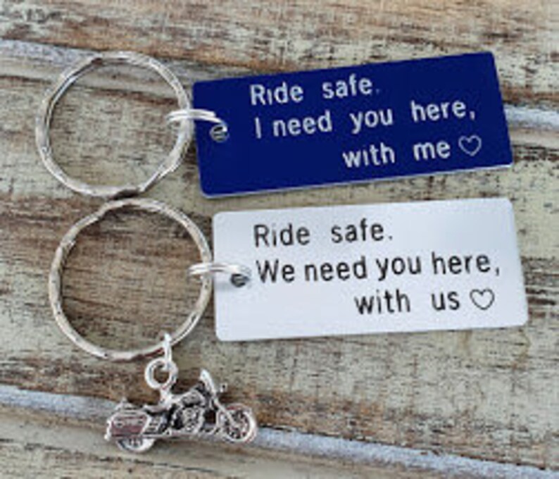Ride Safe Keychain Personalized Anodized Aluminum Couples Etsy