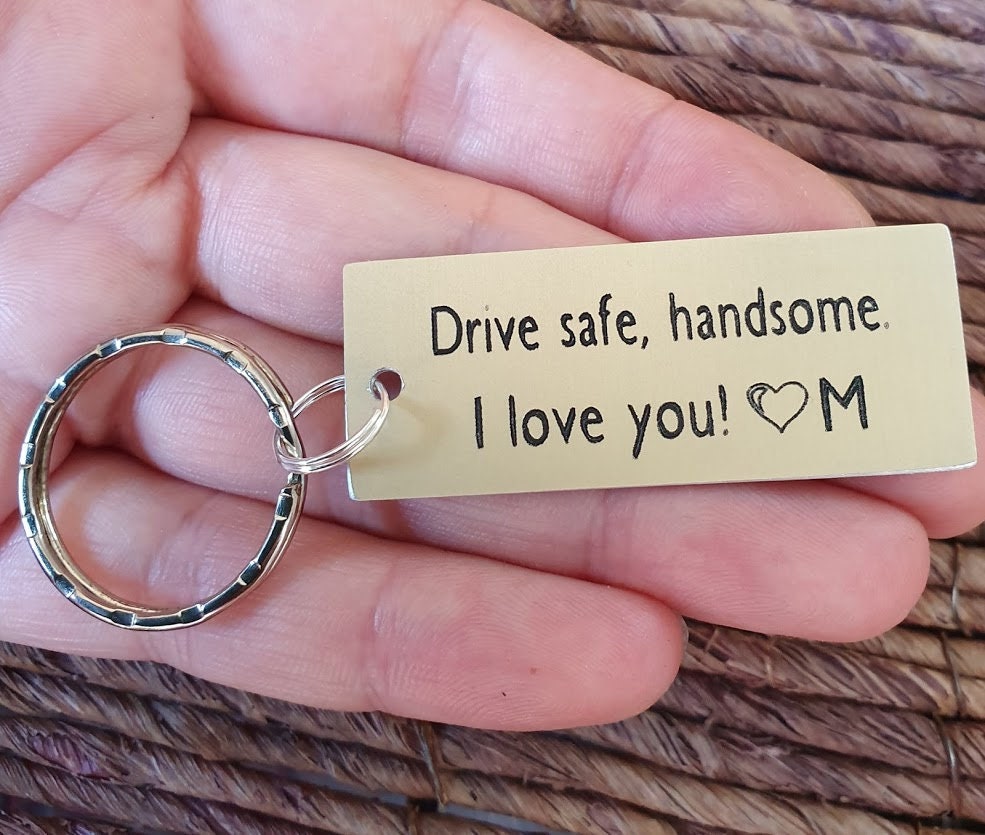 Drive Safe Handsome Keychain Personalized Custom Couples Etsy