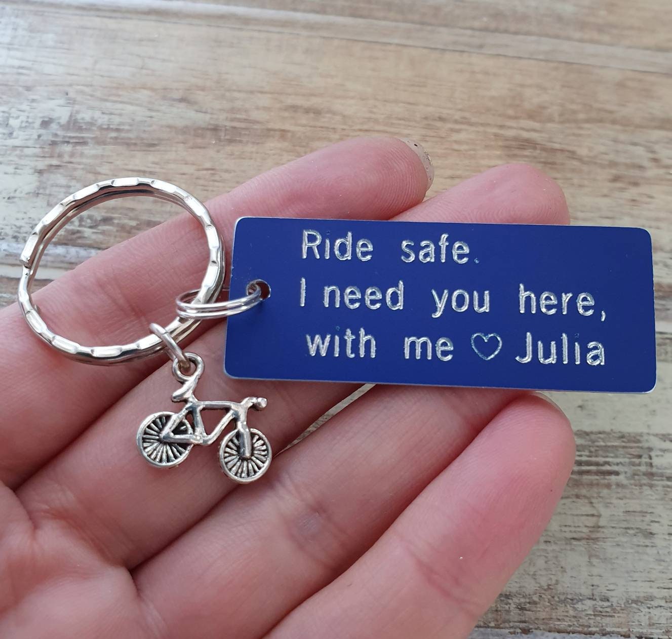 Ride Safe Keychain Personalized Bicycle Charm Motor Etsy
