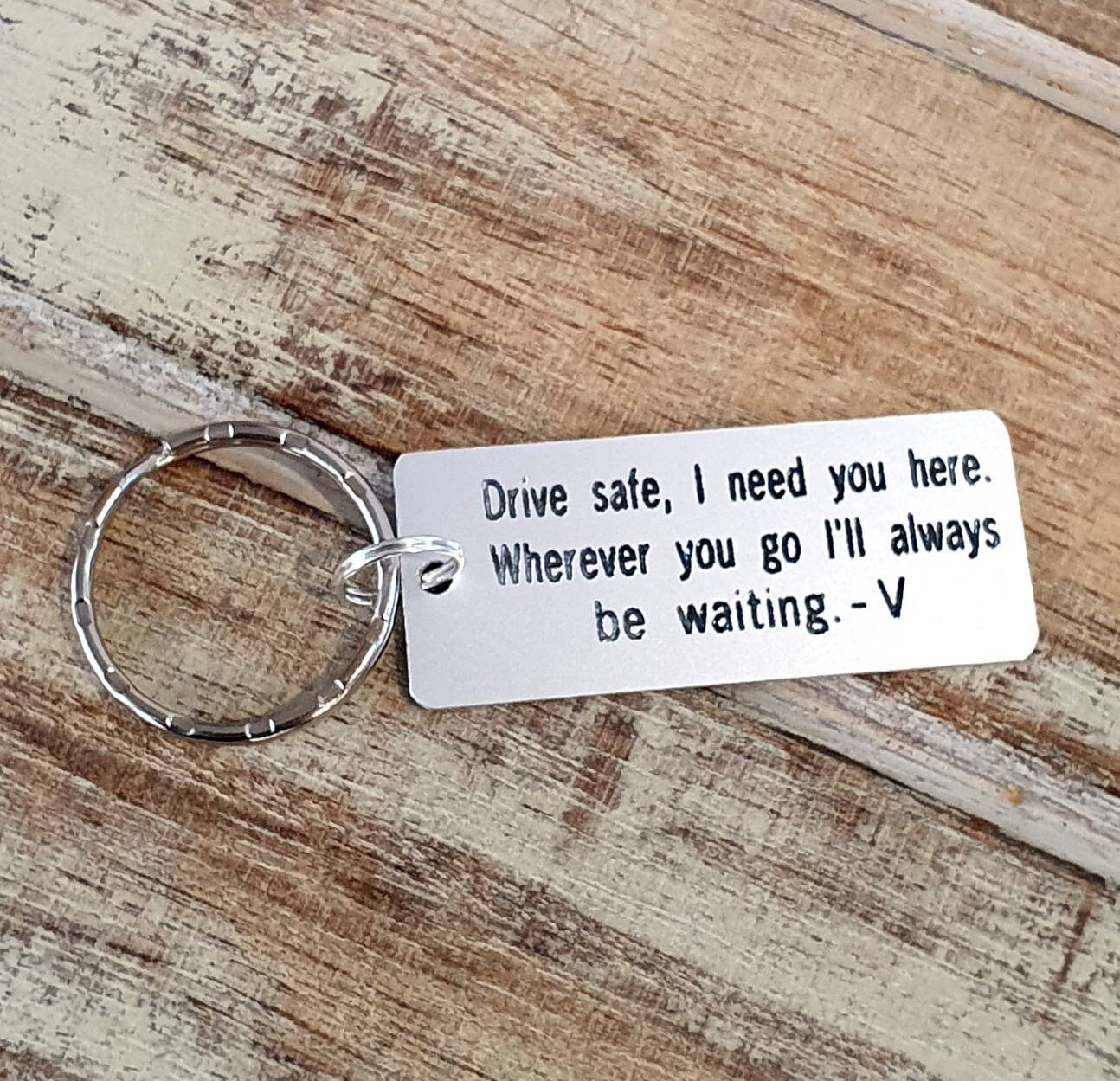 Drive Safe Keychain With 26 Letters For Personalization - 'I Need You Here With Me' Gold Gift For Drivers 11 thumbnail image