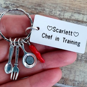 Personalized Chef in Training Keychain, Engraved Key Ring, Custom ...