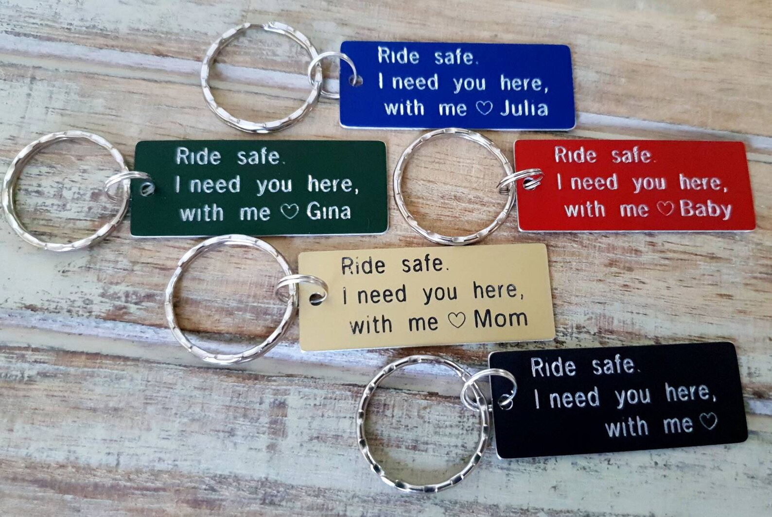 Ride Safe Keychain Personalized Anodized Aluminum Couples Etsy