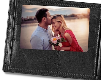 Photo Wallet Card, Personalized Engraved Custom Text Metal Wallet Insert Love Message, Couple, Husband, Boyfriend, Family, Anniversary Gift