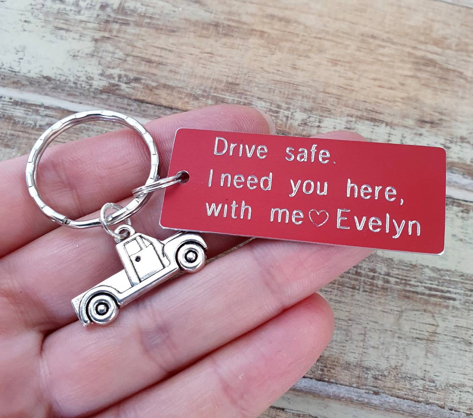 Drive Safe Keychain Personalized Keychain Truck Charm Etsy