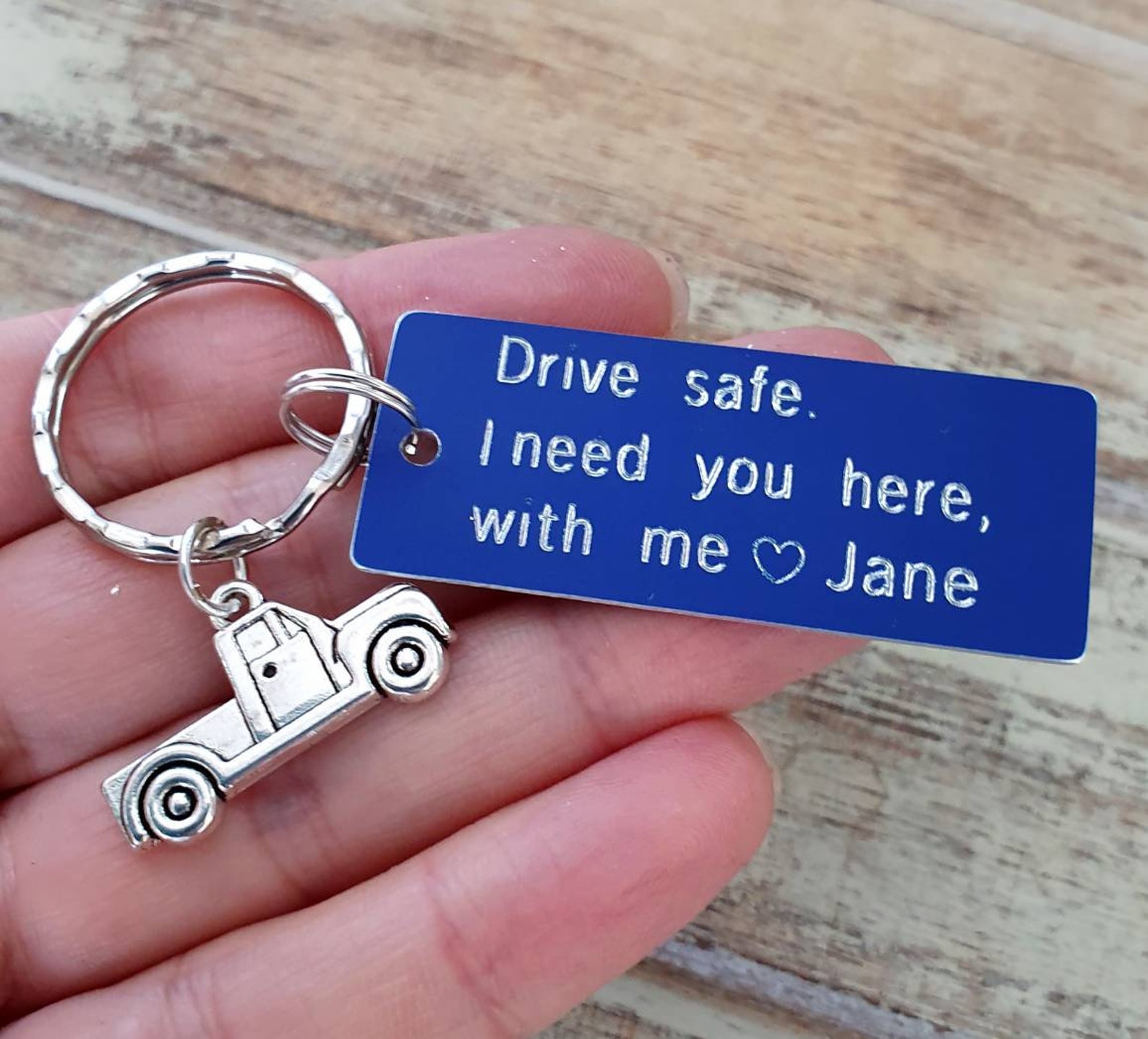 Drive Safe Keychain Personalized Keychain Truck Charm Etsy