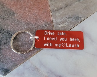 Drive Safe I Need You Here With Me Keychain – Personalized Couple Keychain | Custom Engraved Stainless