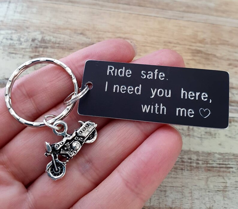 Ride Safe Keychain Personalized Anodized Aluminum Couples Etsy