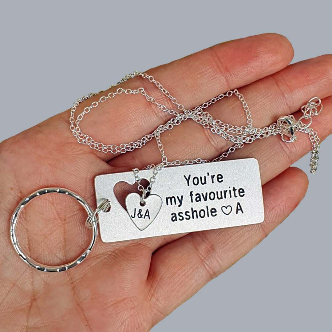 Personalized Keychain and Necklace Set Heart Pendant Etsy