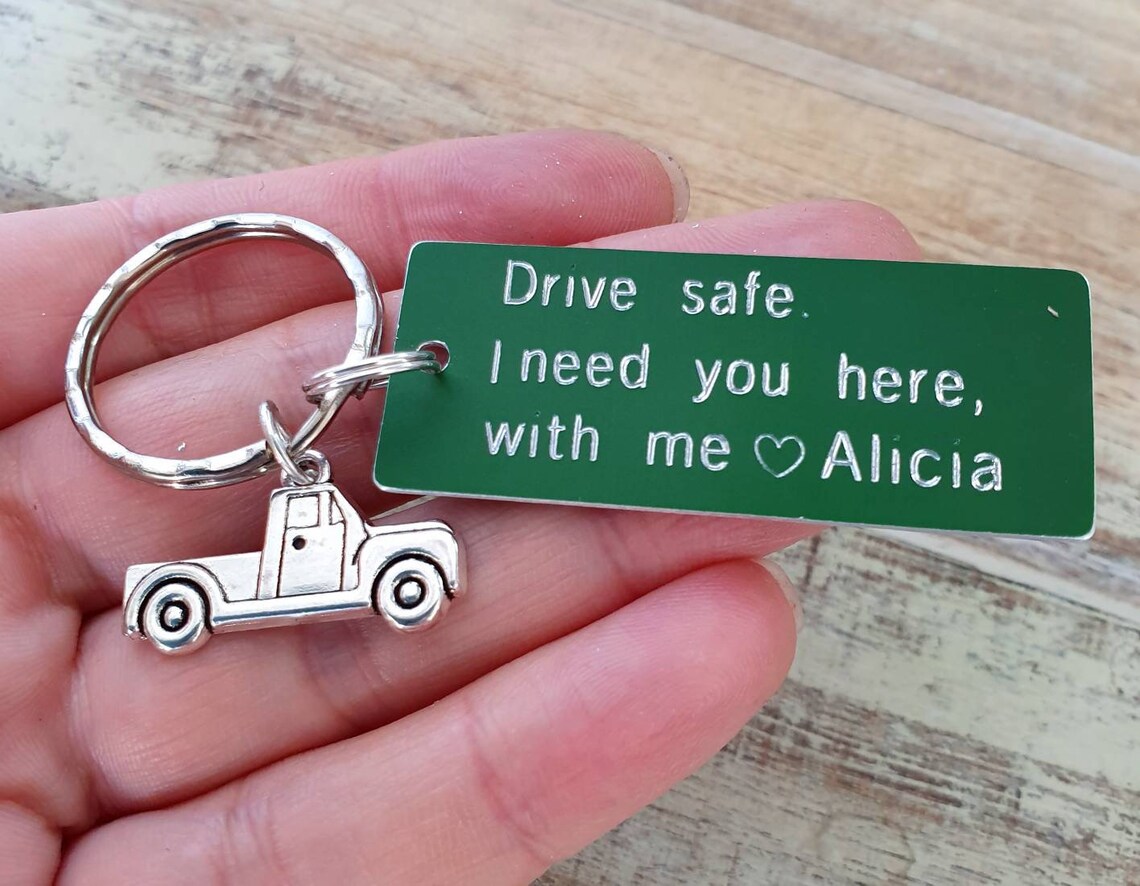 Drive Safe Keychain, Personalized Keychain, Truck Charm, Couples ...