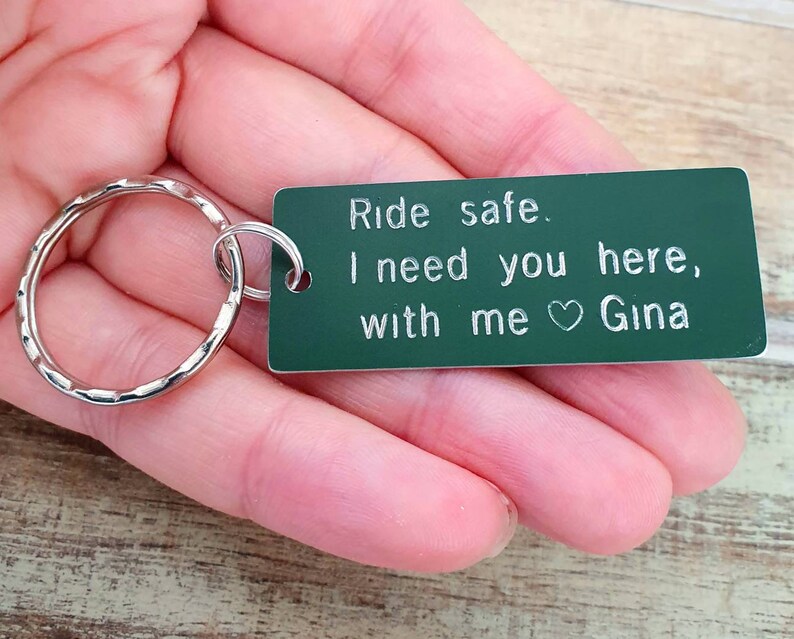 Ride Safe Keychain Personalized Anodized Aluminum Couples Etsy