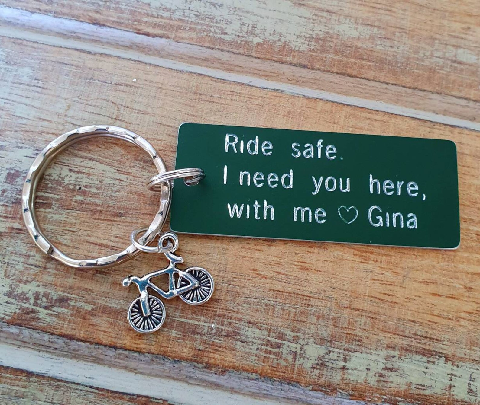 Ride Safe Keychain Personalized Bicycle Charm Motor Etsy