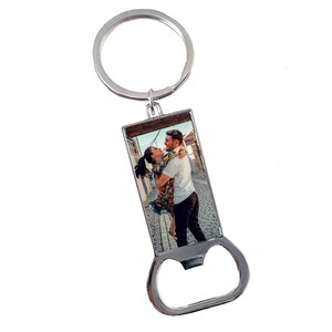 Personalized Photo Bottle Opener Keychain, Custom Silver Metal Keyring ...