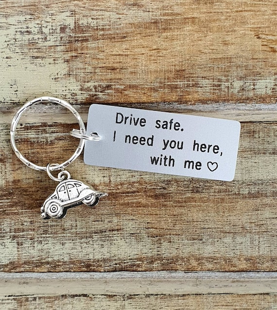 Drive Safe I Need You Here With Me Keyring, Love Heart Keychain. UK SELLER - Foto 3