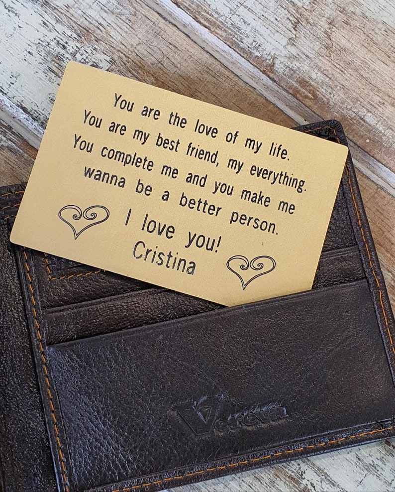 Personalized Engraved Wallet Card Couple Husband Boyfriend Etsy