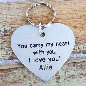 Heart Keychain, Personalized, Custom Message, Love, Memories, Anodized Aluminum, Couples Keychain, Engraved, Husband, Boyfriend Gift