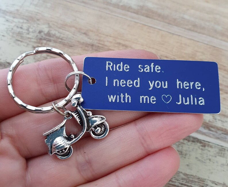 Ride Safe Keychain, Personalized, Scooter Charm, Motor, Couples ...