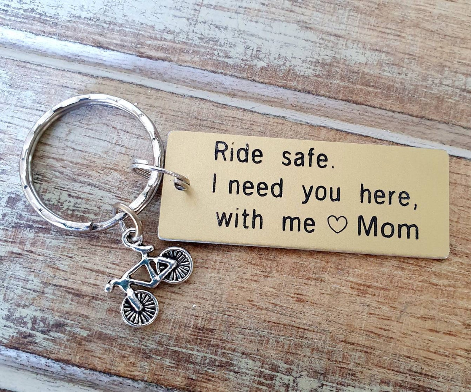 Ride Safe Keychain Personalized Bicycle Charm Motor Etsy