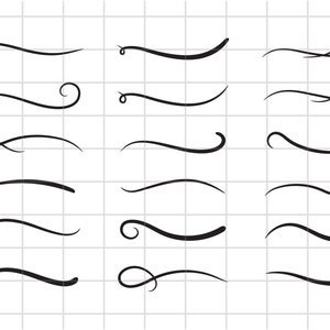 Swishes, swashes, swoops, Cut File, SVG. Hand drawn curly swashes, Decorative Font Flourishes, Clipart for Silhouette and Cricut