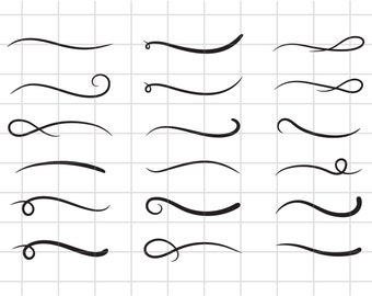 Swishes, swashes, swoops, Cut File, SVG. Hand drawn curly swashes, Decorative Font Flourishes, Clipart for Silhouette and Cricut